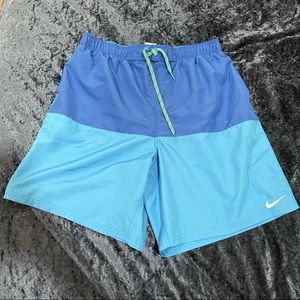 Blue-on-Blue Mens Swim Trunks